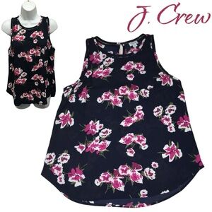 J. Crew Floral Navy Pink Sleeveless Top Blouse - Women’s 8